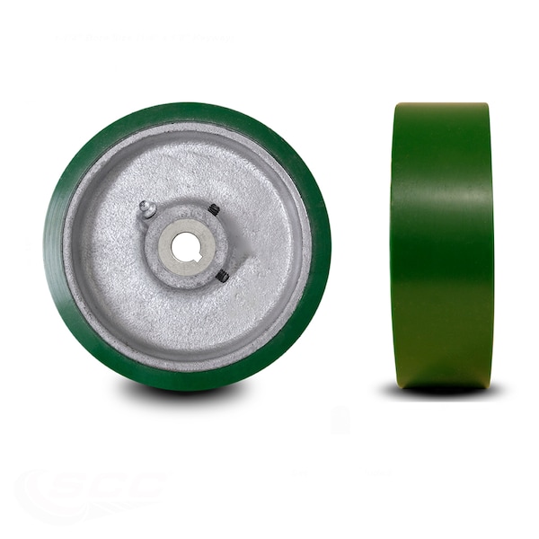 10" x 3" Poly Tread on Cast Iron Keyed Drive Wheel- 1-1/4" Bore -